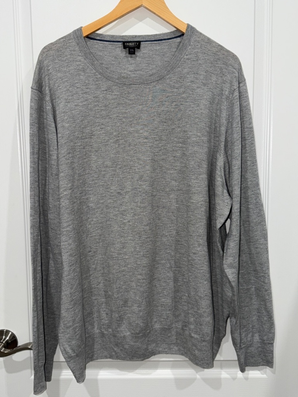Faherty Men’s Heather Gray Crewneck Sweater size XXLARGE Dadcore